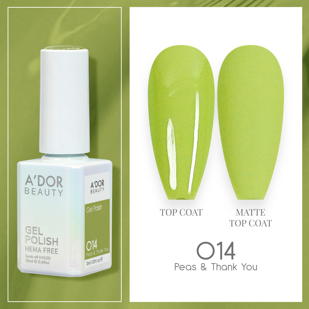 A'DOR HEMA-Free Gel Polish - 014 - Peas & Thank You - 0.6 oz