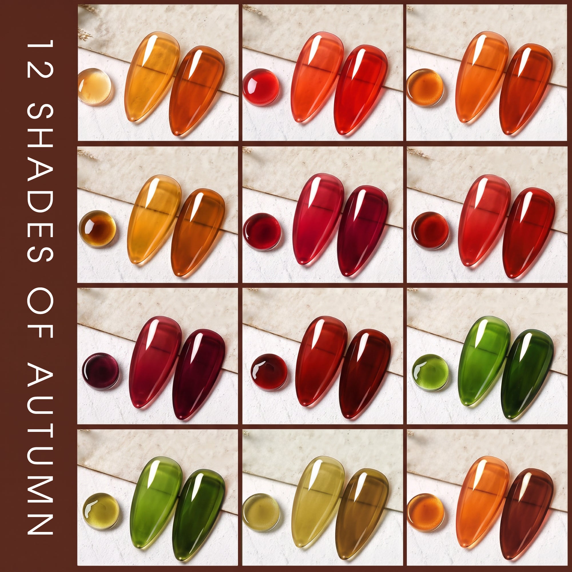 LAVIS Set 12 Colors - Gel Polish 0.5 oz - Amber Jelly Collection