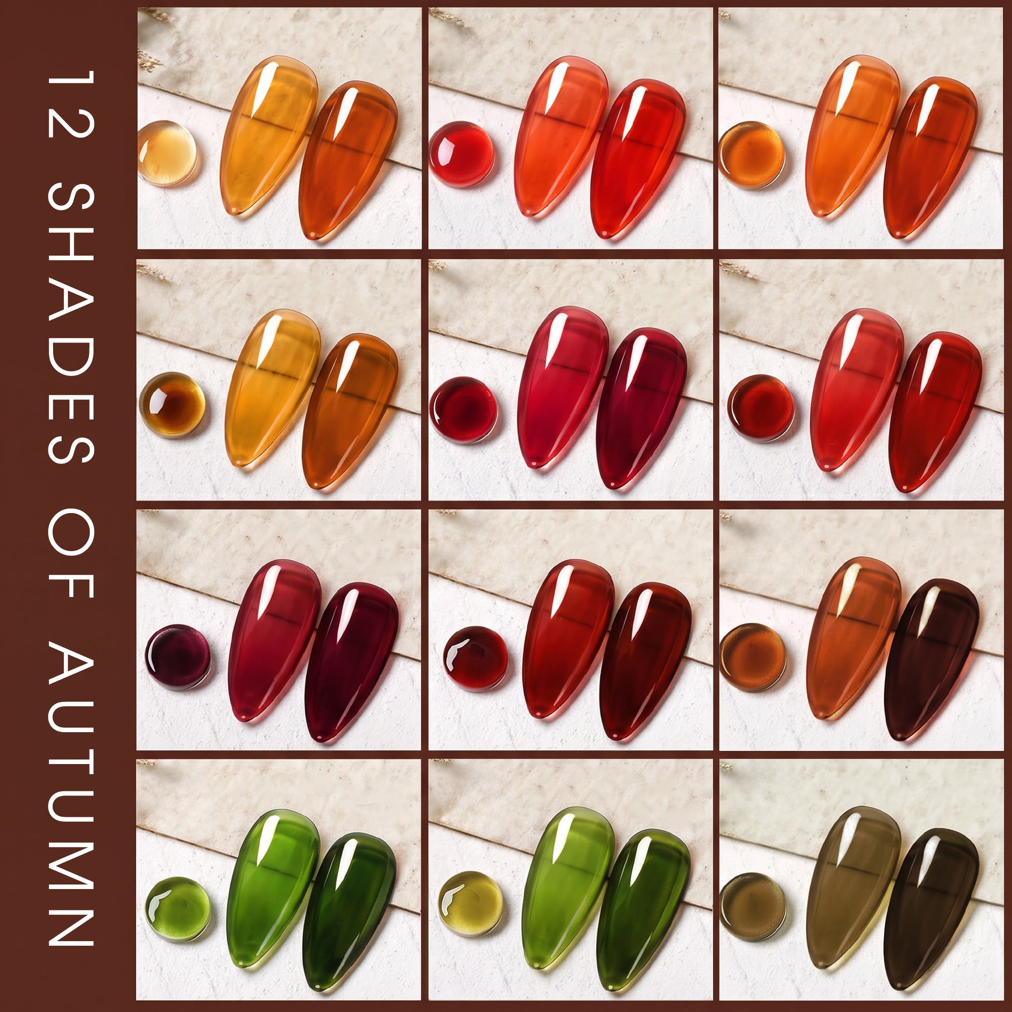 LAVIS Set 12 Colors - Gel Polish 0.5 oz - Amber Jelly Collection