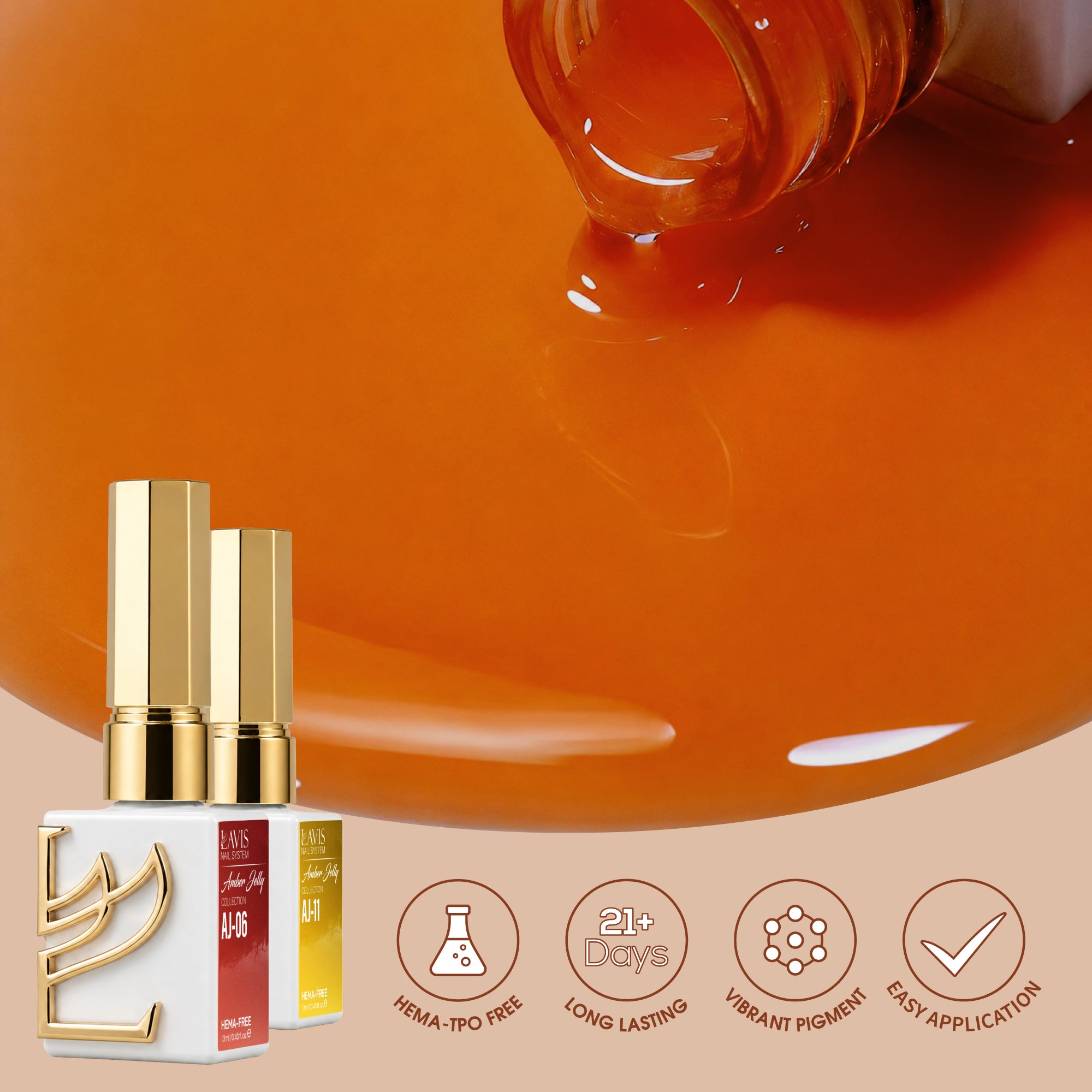 LAVIS Set 12 Colors - Gel Polish 0.5 oz - Amber Jelly Collection