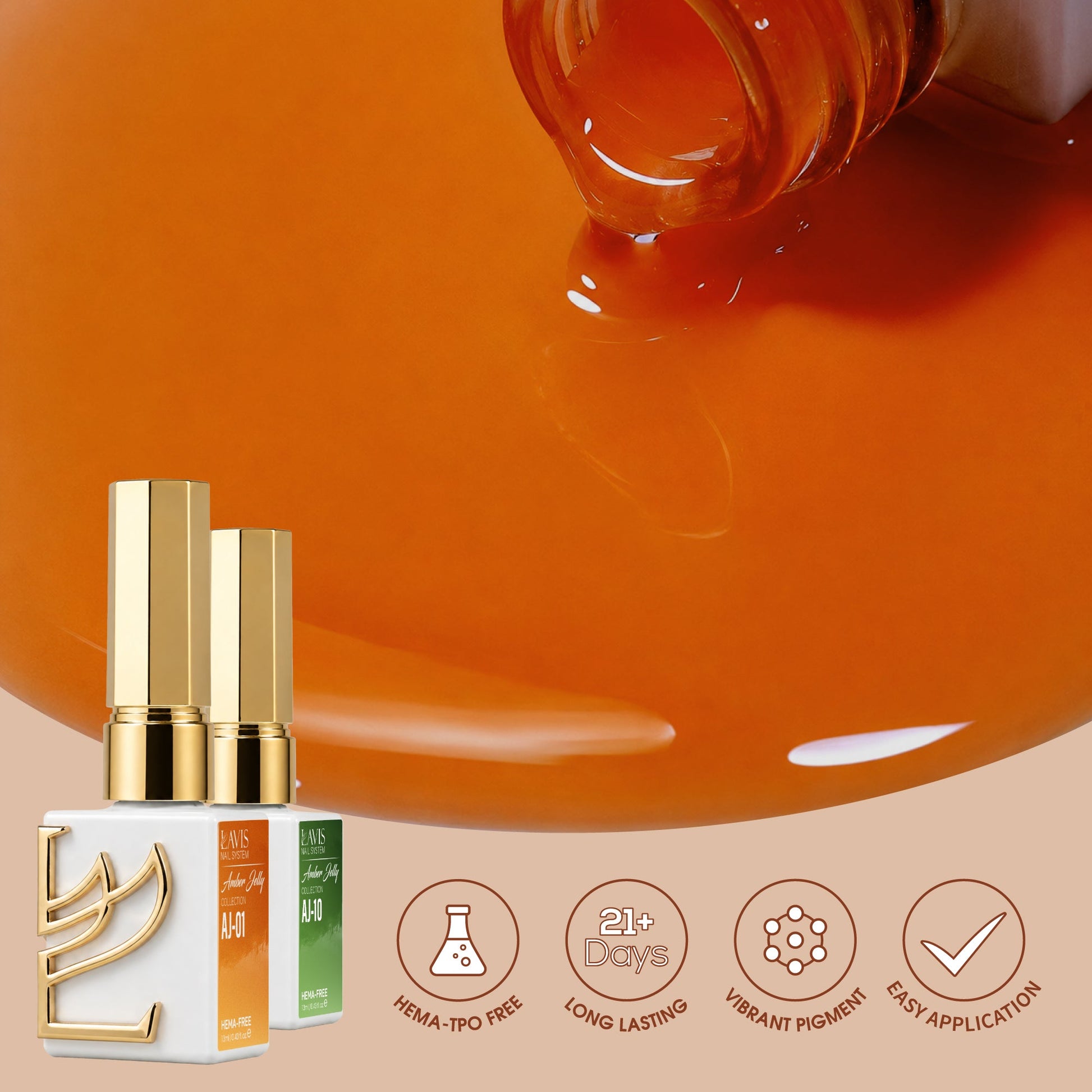 LAVIS Set 12 Colors - Gel Polish 0.5 oz - Amber Jelly Collection
