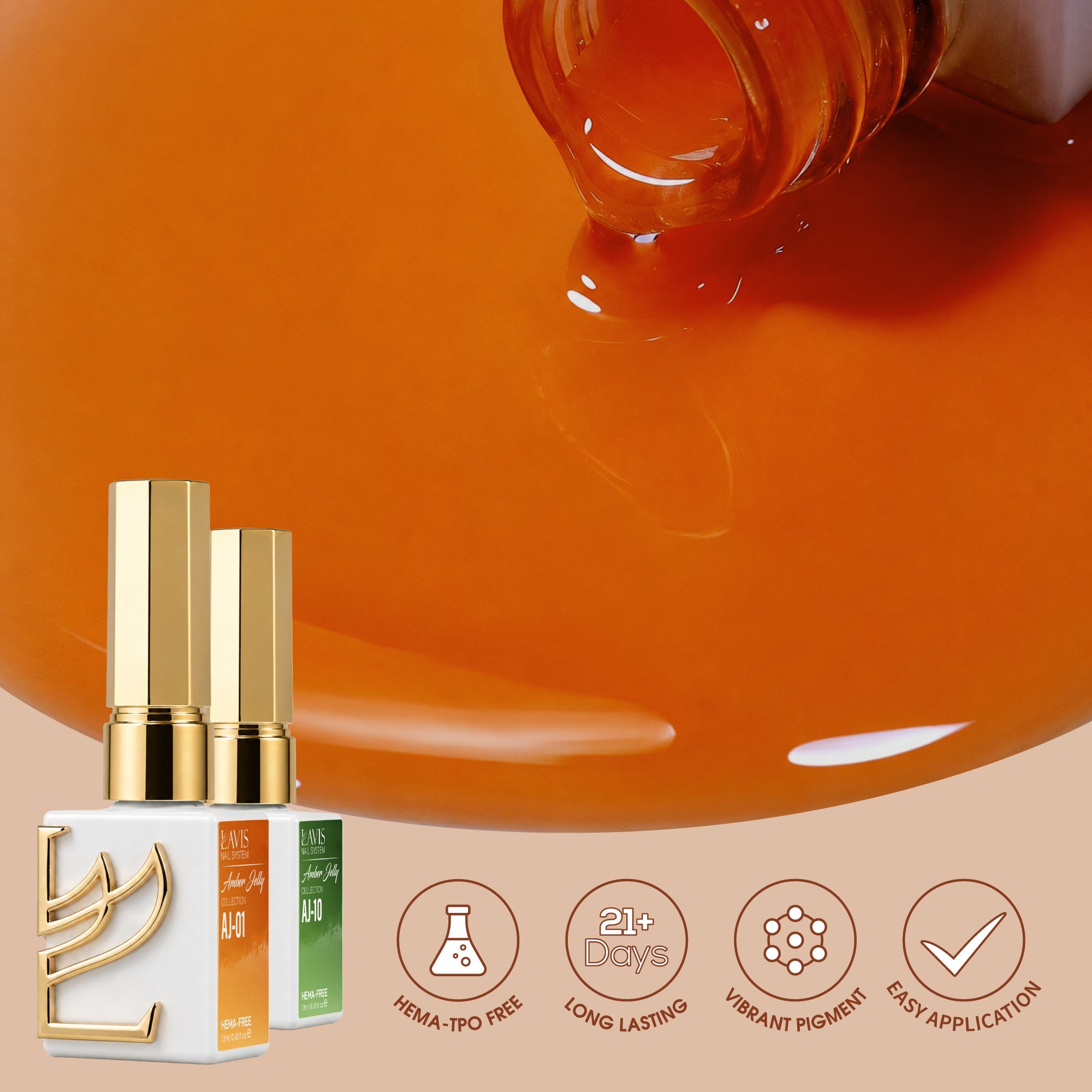 LAVIS Set 12 Colors - Gel Polish 0.5 oz - Amber Jelly Collection