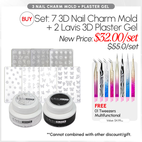 BUNDLE & SAVE: 7 Silicone Nail Mold JT + 2 Plaster Gel + FREE 1 Tweezer
