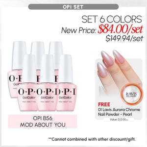 BUNDLE & SAVE: OPI Set 6 Colors, FREE 1 Chrome Powder