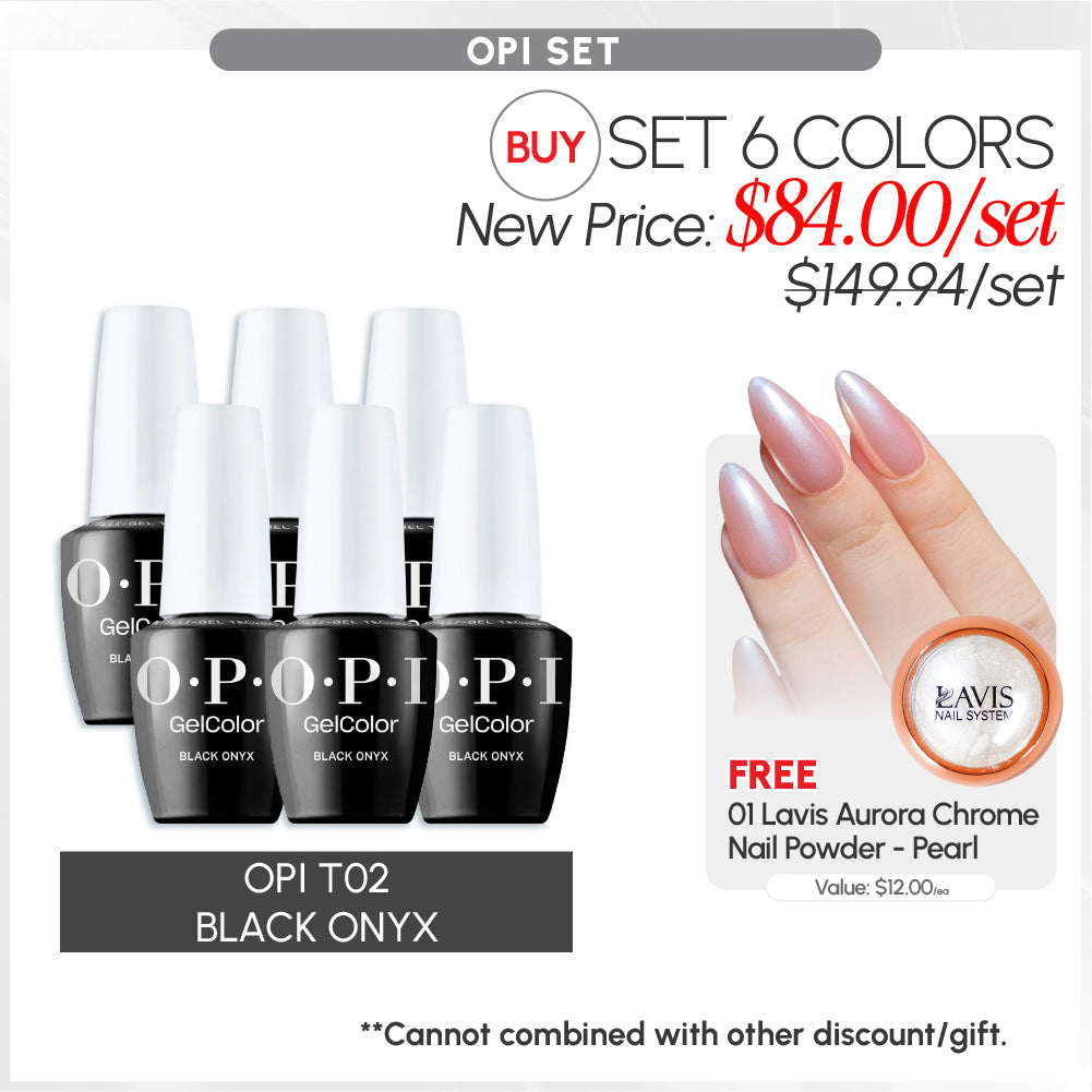 OPI Gel Nail Polish - Set 6 Colors - T02 Black Onyx