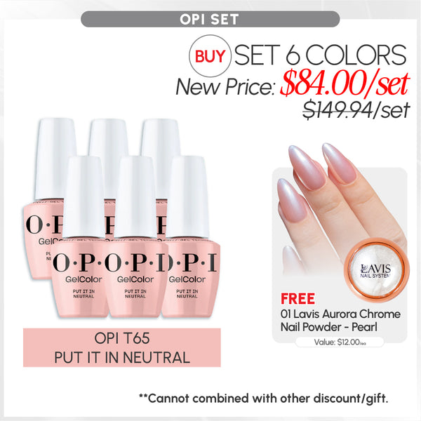 BUNDLE & SAVE: OPI Set 6 Colors, FREE 1 Chrome Powder