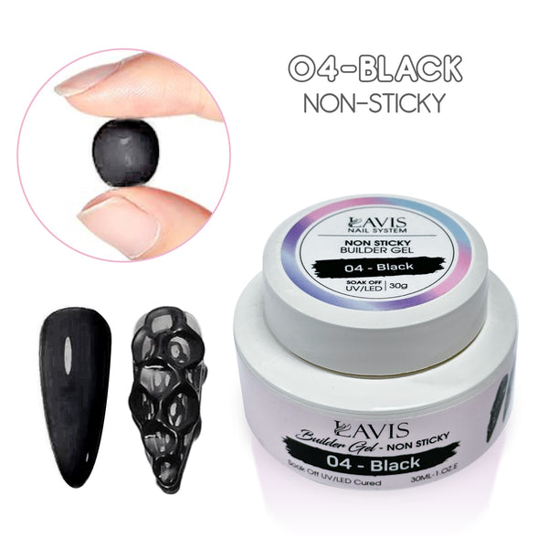 LAVIS Builder Gel Jar Non Sticky - 04 Black 30g