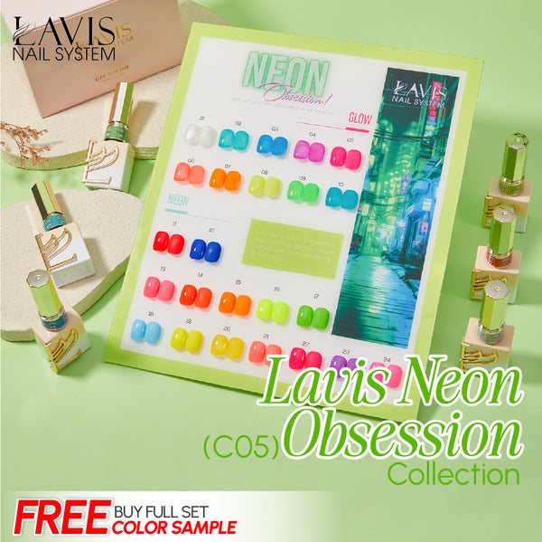LAVIS C05 - Set 24 Colors - Gel Polish 0.5 oz - Neon Obsession Collection
