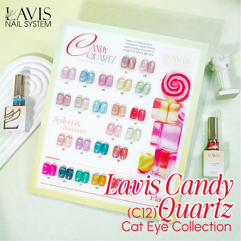 BUNDLE & SAVE: Buy LAVIS Candy Quartz Cat Eye Collection C12, FREE 1 Pat Gel 08 - DTK Nail Supply