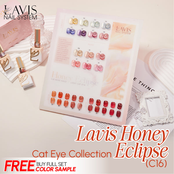 LAVIS Cat Eyes C16 - Set 24 Colors - Gel Polish 0.5 oz - Honey Eclipse Collection