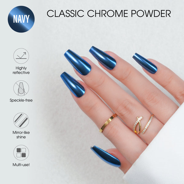  JC22 - Classic Chrome Nail Powder - Navy by Chrome sold by DTK Nail Supply