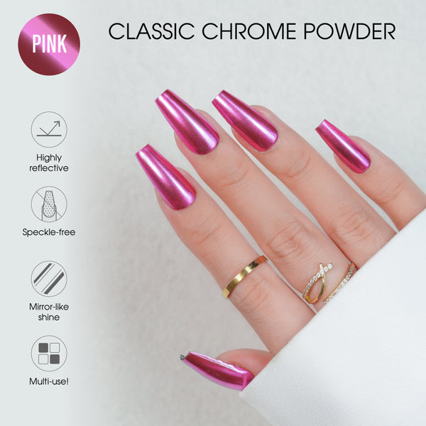  JM05 - Classic Chrome Nail Powder - Pink by Chrome sold by DTK Nail Supply