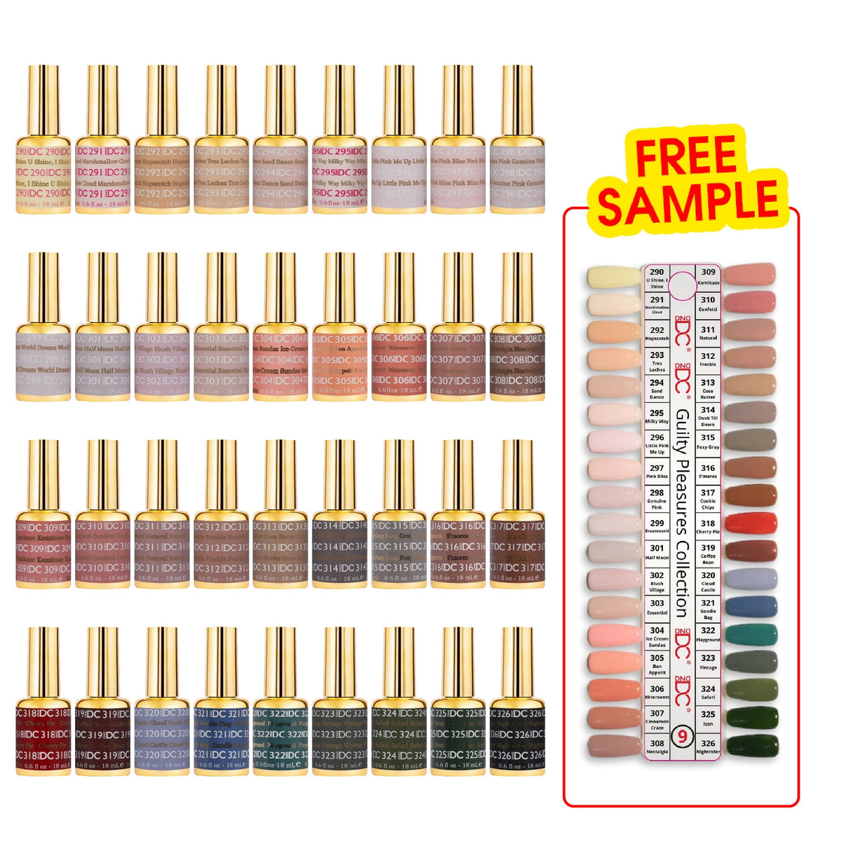 DC Part 9 - Guilty Pleasures Collection - Set of 36 Gel & Lacquer Combos - Set 30 Gel Polish - DTK Nail Supply