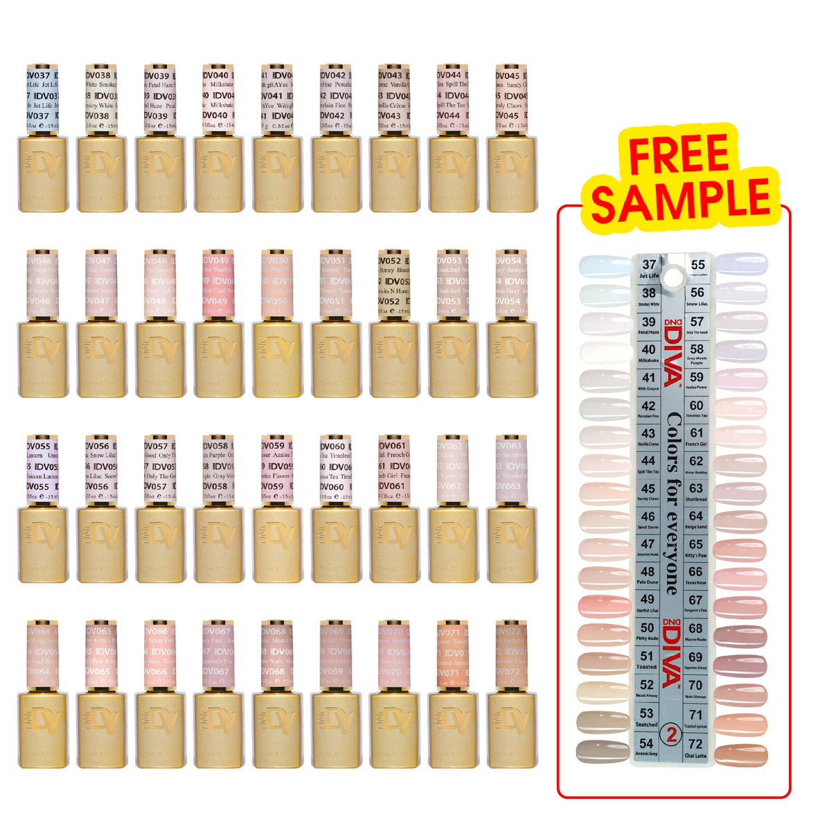 DND Diva Gel Nail Polish Duo - DND DV Part 2 - Set 36 Colors - Set 36 Gel Polish - DTK Nail Supply