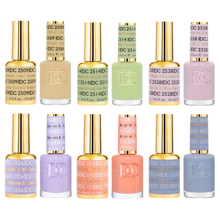 DTK Nail Supply - Authentic DND DC Spring Gel & Polish 6pc Bundle - Dewy Pastels for wholesale salon use