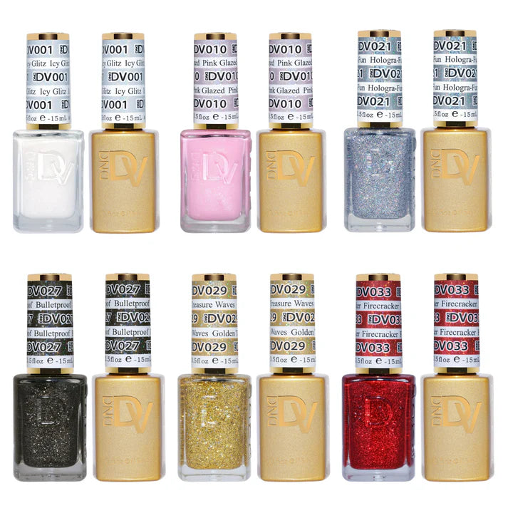 DTK Nail Supply - Authentic DND Diva Winter Gel & Polish 6pc Bundle - Winter Glitters for wholesale salon use