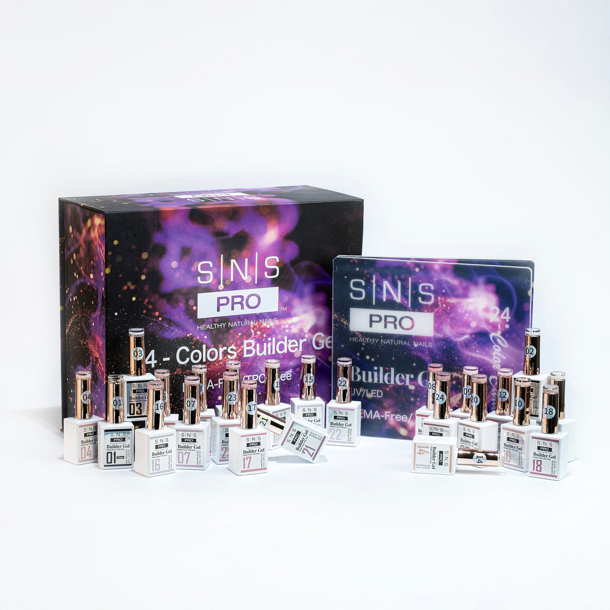 SNS Builder Gel In The Bottle - Set 24 Colors - HEMA & TPO Free - 0.5 oz - DTK Nail Supply