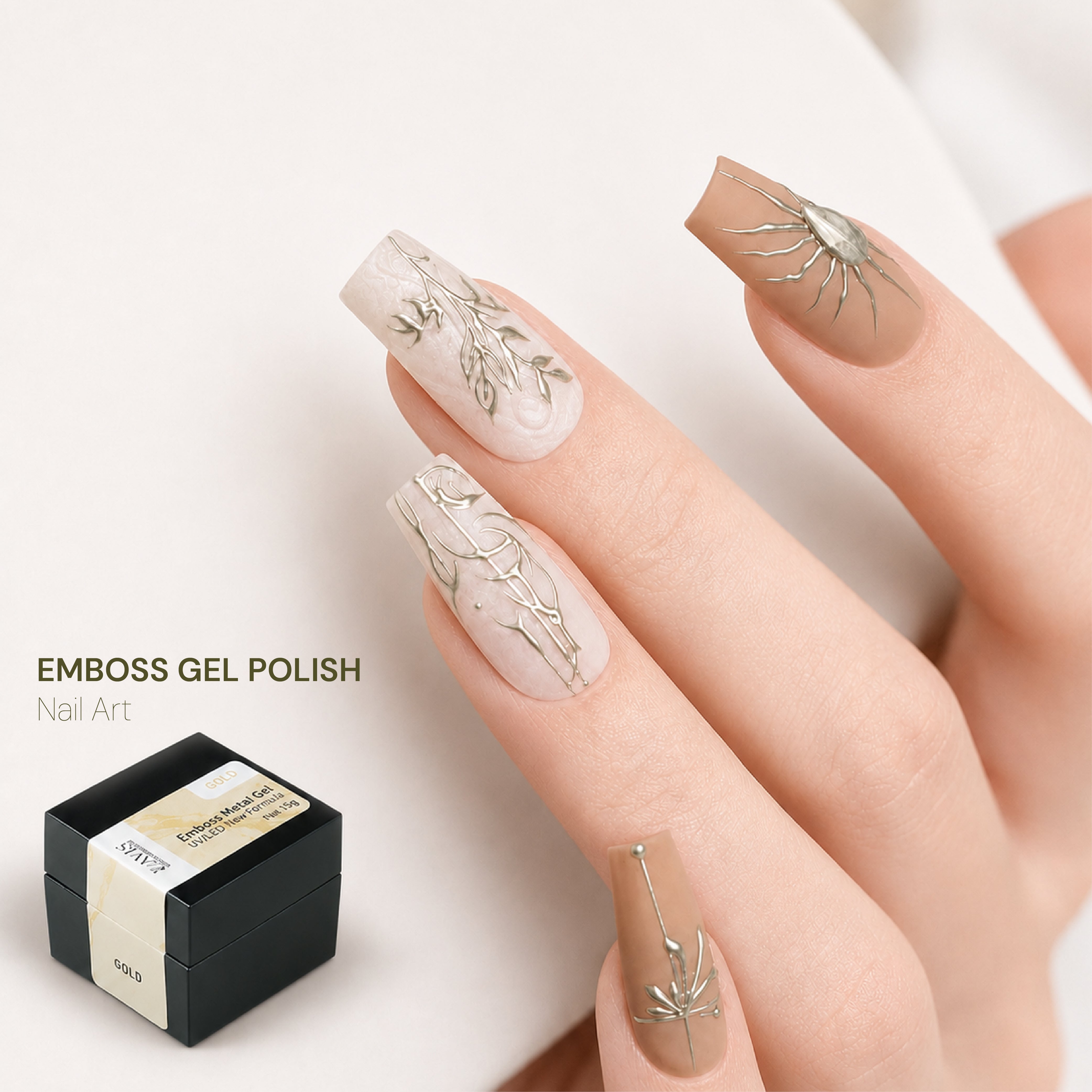 Emboss Gel Polish Nail Art - Gold - 15g