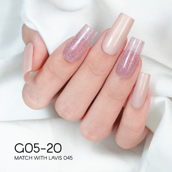 LAVIS Glitter G05 - 20 - Gel Polish 0.5oz - Champagne Toast Glitter Collection by LAVIS NAILS sold by DTK Nail Supply