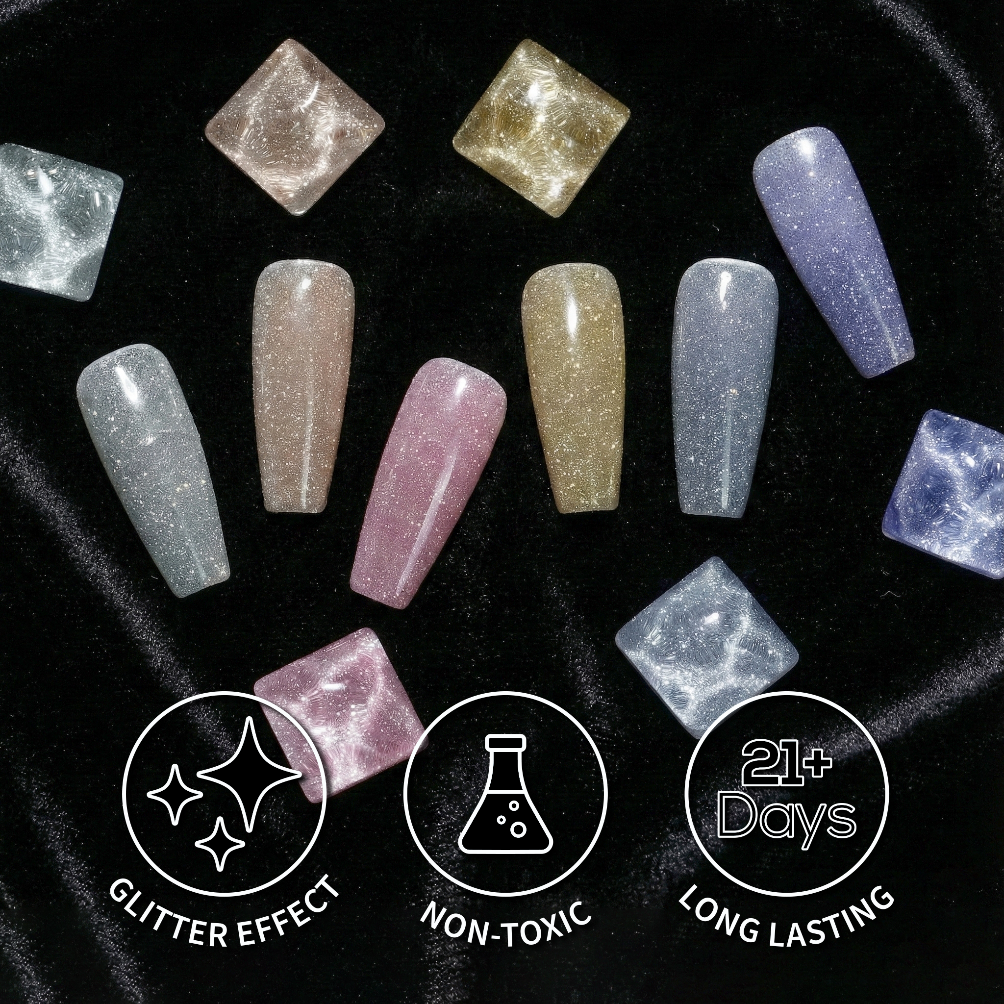 LDS Glitter Set 12 Colors - Gel Polish 0.5 oz - Diamond Reflective Collection