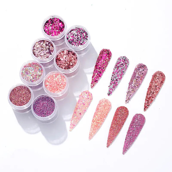  Medium Nail Glitter Sequins - Set 4 - Pink/Purple by OTHER sold by DTK Nail Supply