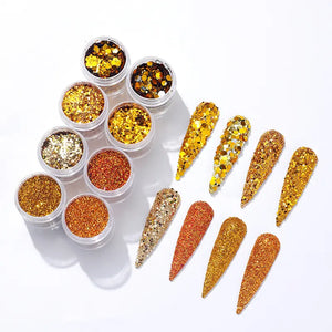  Mixed Chunky Nail Glitter Sequins - Set 5 - Gold/Red by OTHER sold by DTK Nail Supply