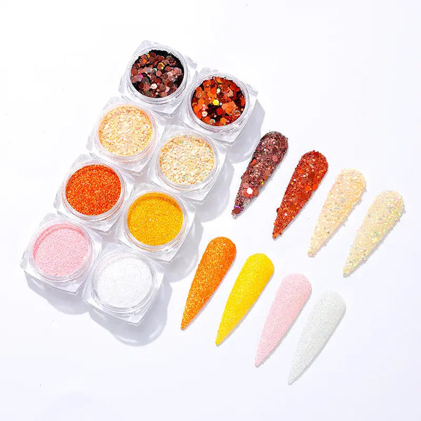  Mixed Fine/Medium Nail Glitter Sequins - Set 1 - Autumn(S) by OTHER sold by DTK Nail Supply