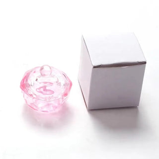 Glass Bowl Dappen Nails Lid Pink Cup