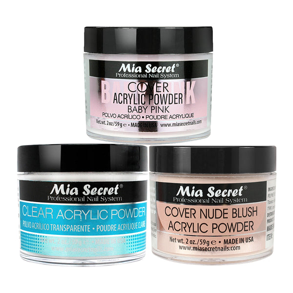  Mia Secret Kit 4: Clear, Cover Baby Pink, Cover Nude 2oz by Mia Secret sold by DTK Nail Supply