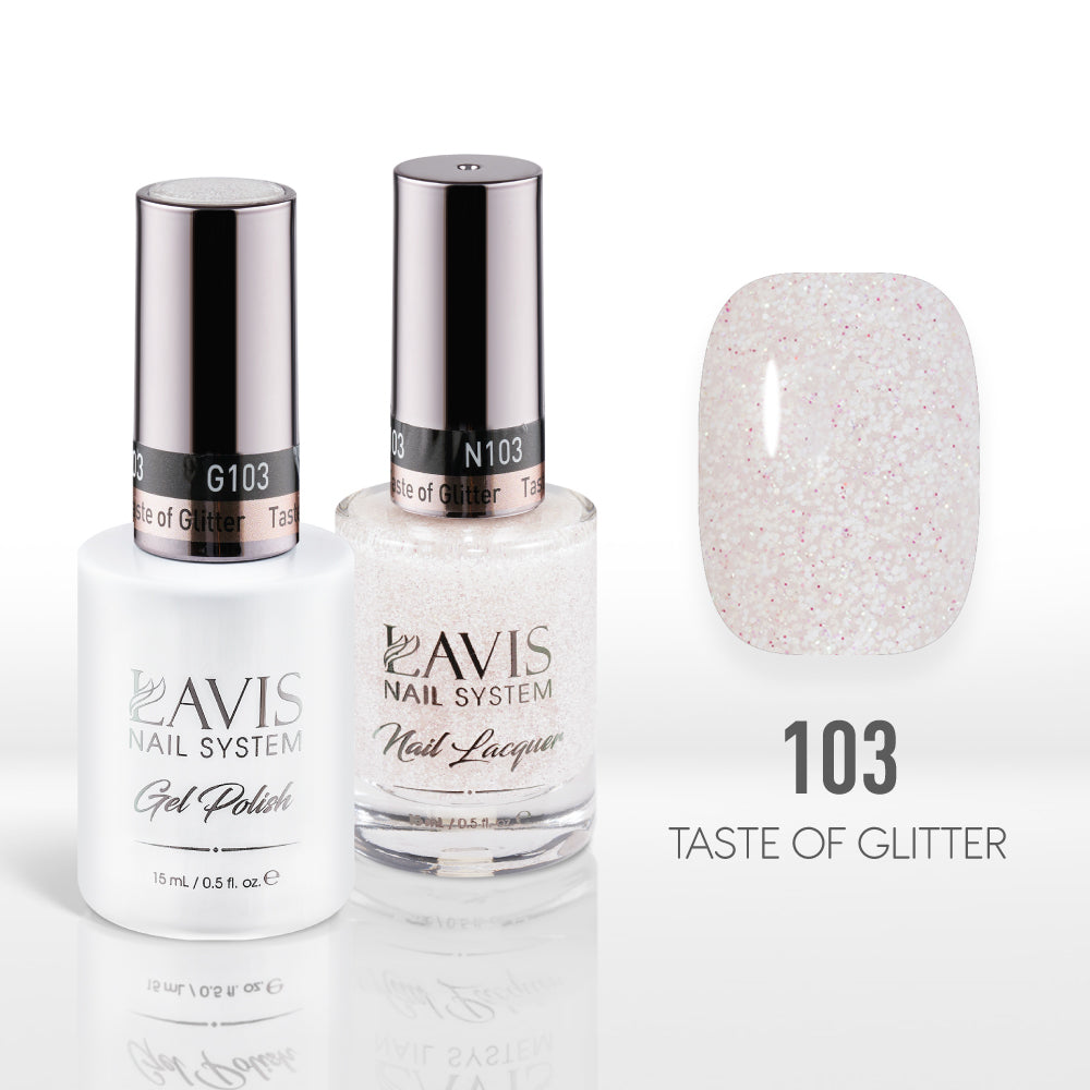  Lavis Gel Nail Polish Duo - 103 Taste of Glitter by LAVIS NAILS sold by DTK Nail Supply