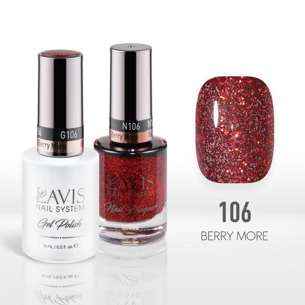  Lavis Gel Nail Polish Duo - 106 Berry More by LAVIS NAILS sold by DTK Nail Supply
