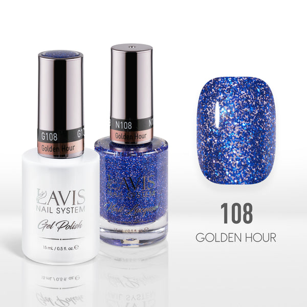  Lavis Gel Nail Polish Duo - 108 Golden Hour by LAVIS NAILS sold by DTK Nail Supply