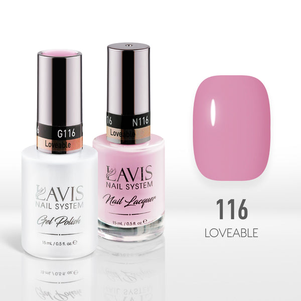 Lavis Gel Nail Polish Duo - 116 Pink Colors - Loveable by LAVIS NAILS sold by DTK Nail Supply