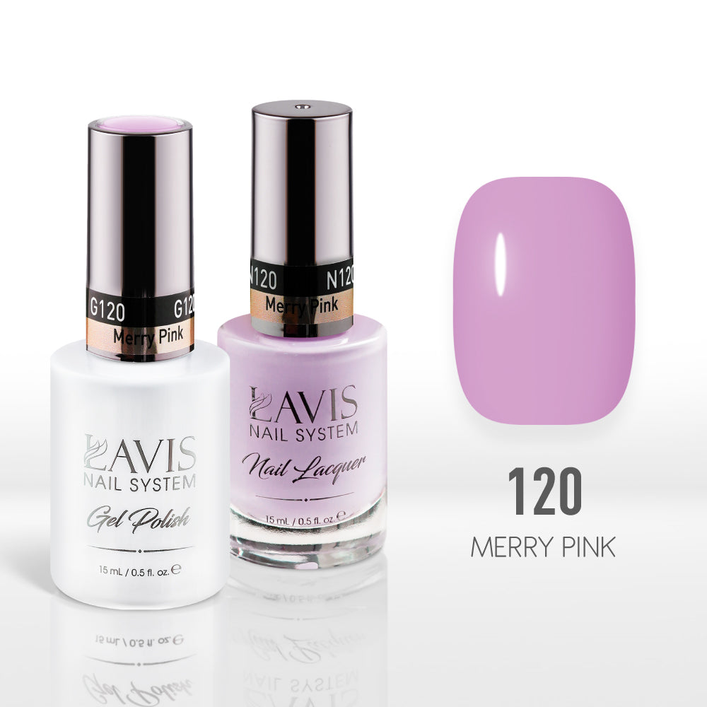 Lavis Gel Nail Polish Duo - 120 Pink Colors - Merry Pink by LAVIS NAILS sold by DTK Nail Supply