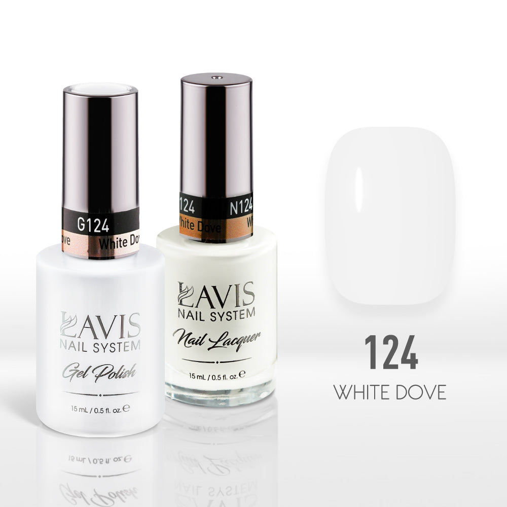 Lavis Gel Nail Polish Duo - 124 White Colors - White Dove by LAVIS NAILS sold by DTK Nail Supply