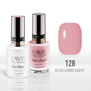  Lavis Gel Nail Polish Duo - 128 Vintage Rose Colors - Rose Embroidery by LAVIS NAILS sold by DTK Nail Supply