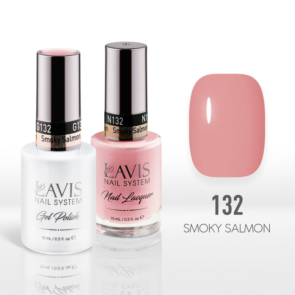 Lavis Gel Nail Polish Duo - 132 Nude Colors - Smoky Salmon by LAVIS NAILS sold by DTK Nail Supply