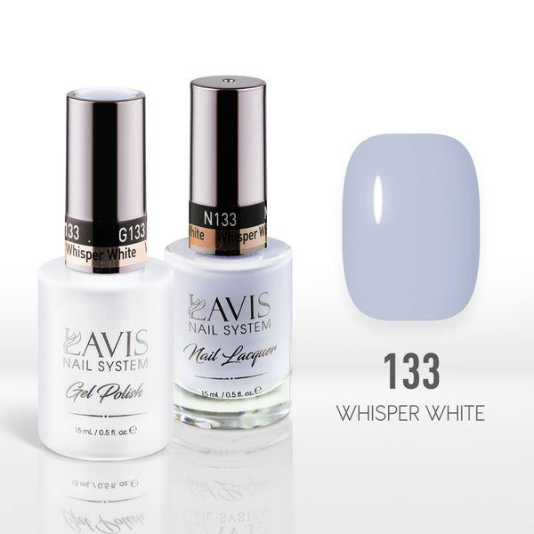Lavis Gel Nail Polish Duo - 133 Blue Colors - Whisper White by LAVIS NAILS sold by DTK Nail Supply