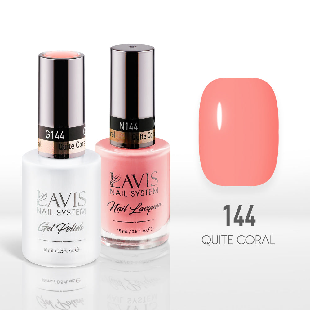 Lavis Gel Nail Polish Duo - 144 Coral Colors - Quite Coral by LAVIS NAILS sold by DTK Nail Supply