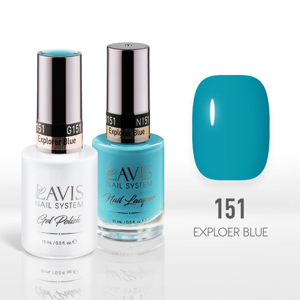 Lavis Gel Nail Polish Duo - 151 Teal Colors - Explorer Blue by LAVIS NAILS sold by DTK Nail Supply