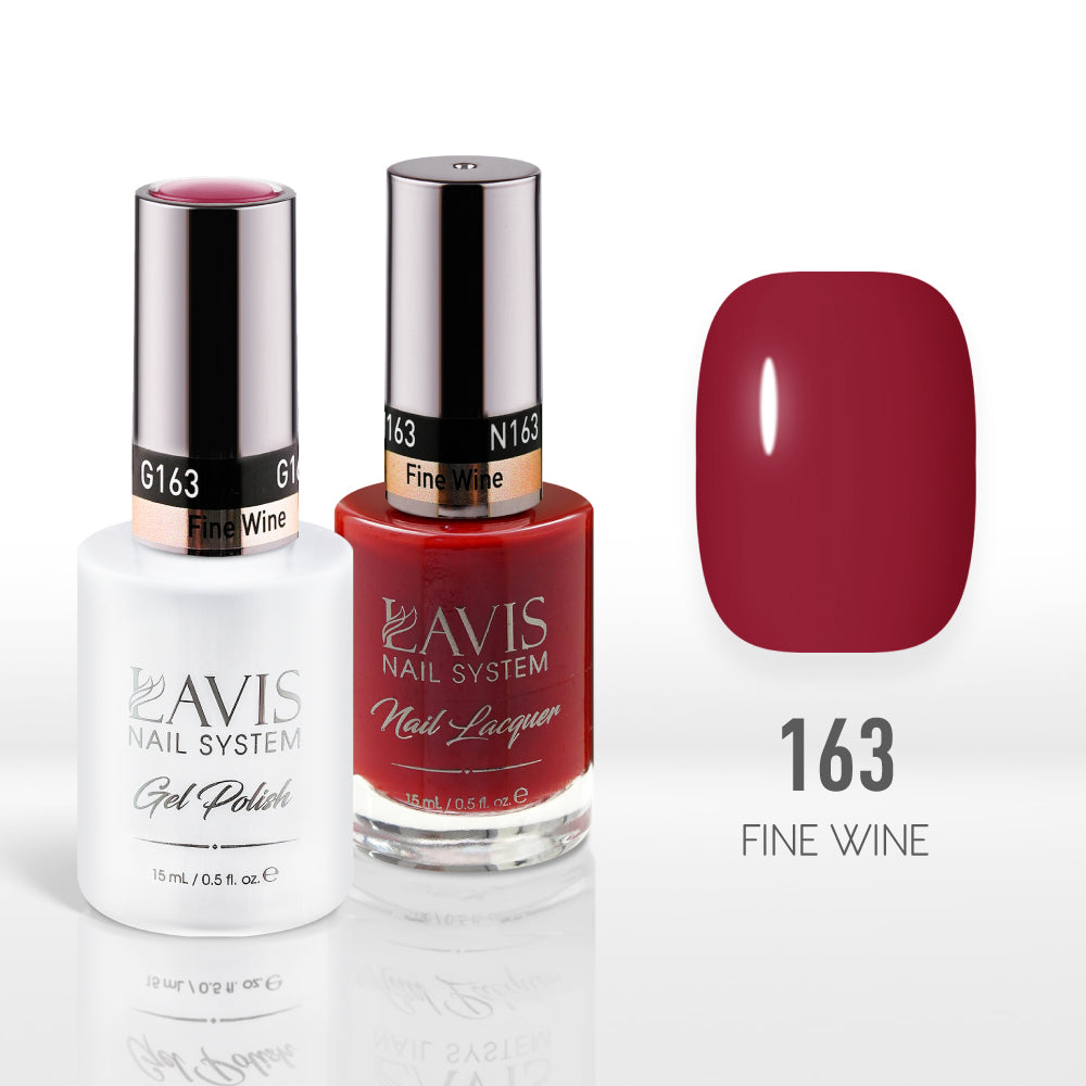 Lavis Gel Nail Polish Duo - 163 Crimson Colors - Fine Wine by LAVIS NAILS sold by DTK Nail Supply