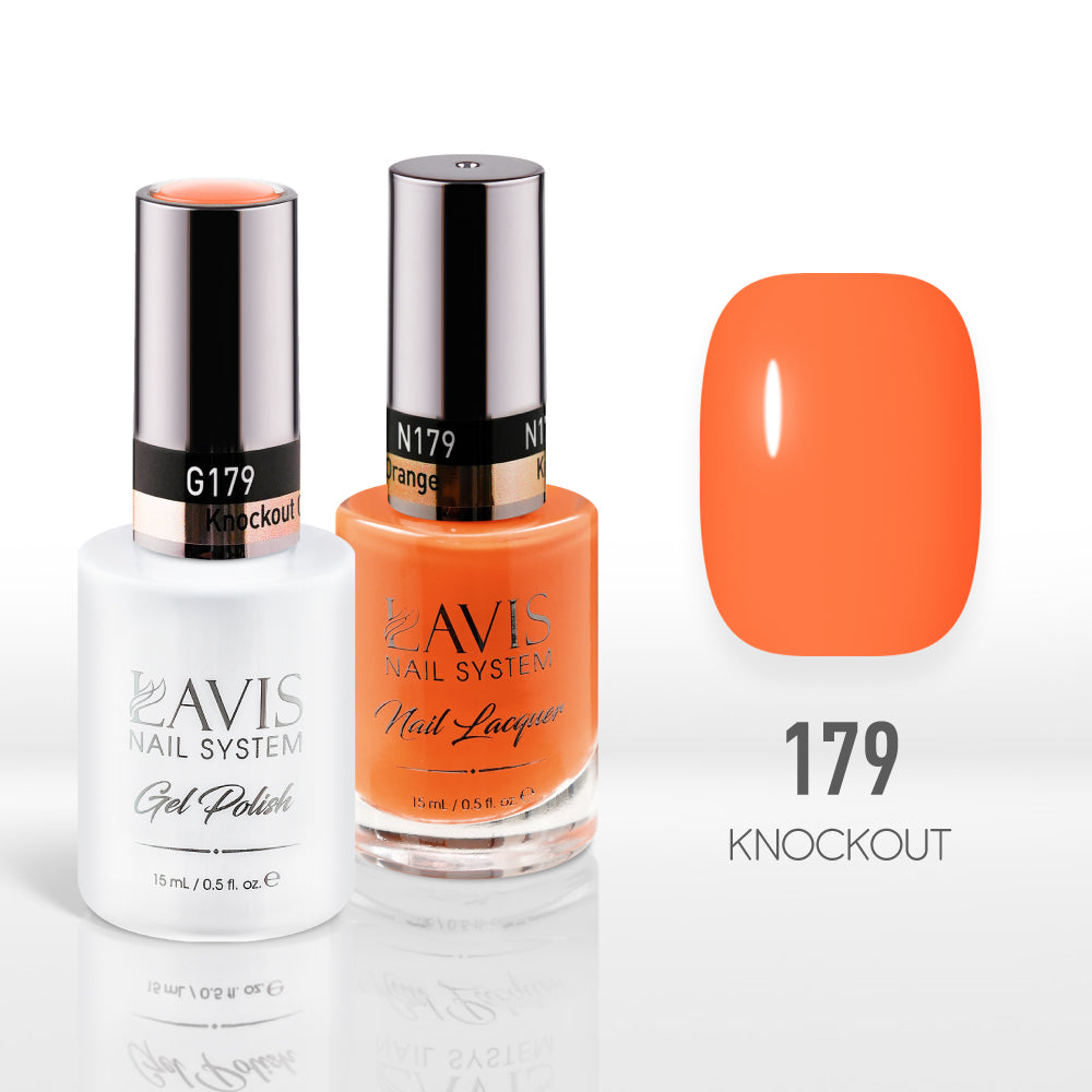 Lavis Gel Nail Polish Duo - 179 Orange Colors - Knockout Orange by LAVIS NAILS sold by DTK Nail Supply