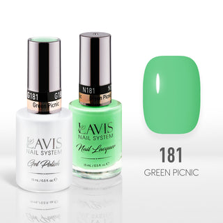 Lavis Gel Nail Polish Duo - 181 Green Colors - Green Picnic by LAVIS NAILS sold by DTK Nail Supply