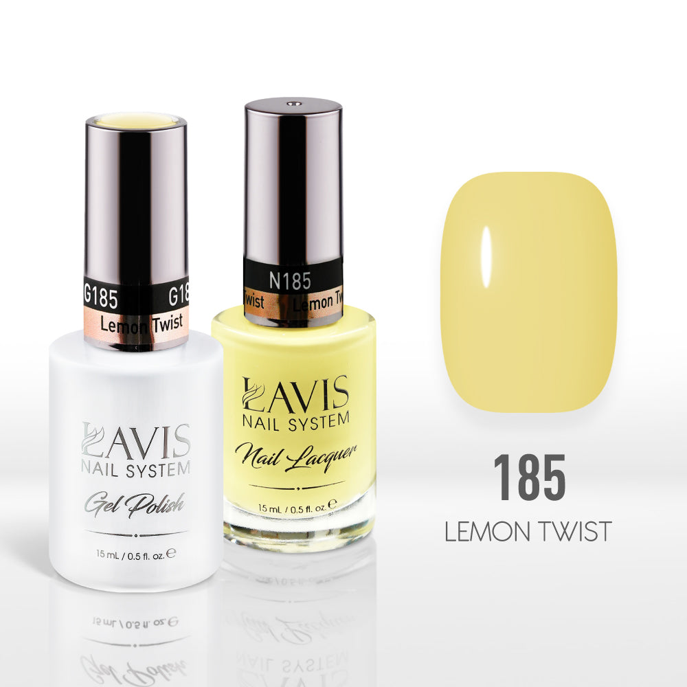 Lavis Gel Nail Polish Duo - 185 Yellow Colors - Lemon Twist by LAVIS NAILS sold by DTK Nail Supply