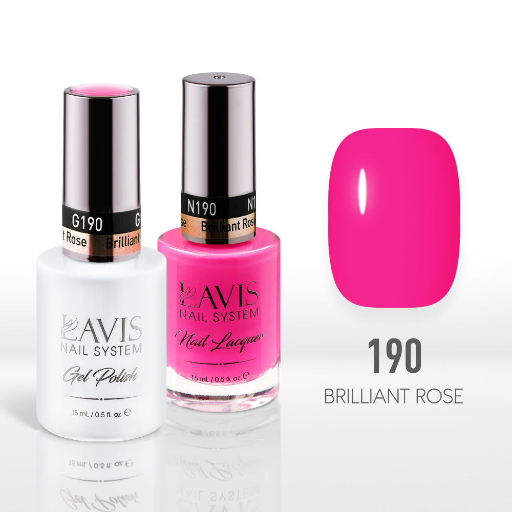 Lavis Gel Nail Polish Duo - 190 Pink Colors - Brilliant Rose by LAVIS NAILS sold by DTK Nail Supply