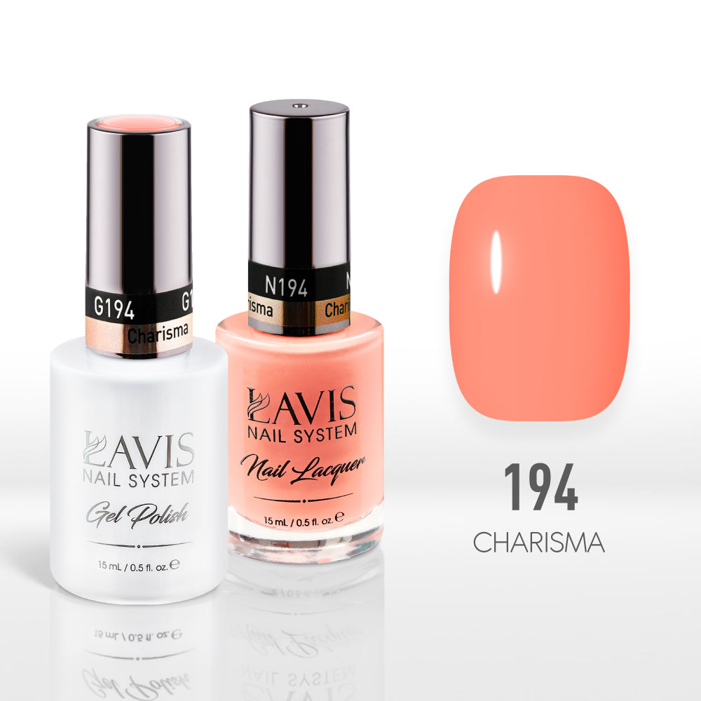 Lavis Gel Nail Polish Duo - 194 Coral Colors - Charisma by LAVIS NAILS sold by DTK Nail Supply