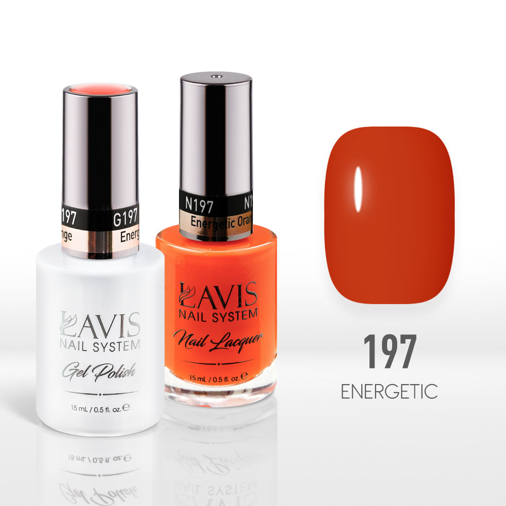 Lavis Gel Nail Polish Duo - 197 Orange Colors - Energetic Orange by LAVIS NAILS sold by DTK Nail Supply