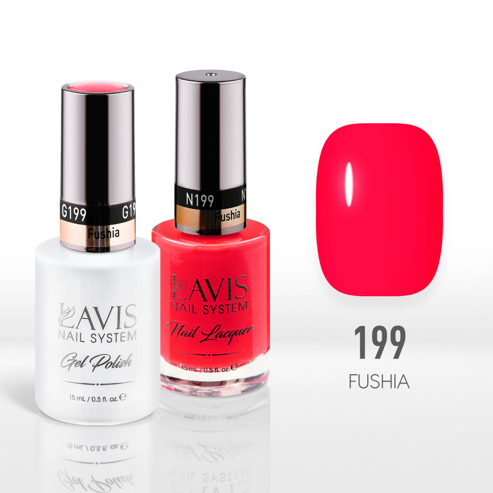 Lavis Gel Nail Polish Duo - 199 Pink Colors - Fushia by LAVIS NAILS sold by DTK Nail Supply