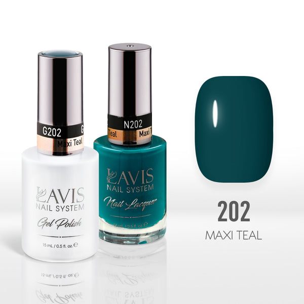 Lavis Gel Nail Polish Duo - 202 Teal Colors - Maxi Teal by LAVIS NAILS sold by DTK Nail Supply