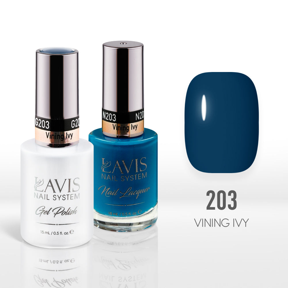 Lavis Gel Nail Polish Duo - 203 Blue Colors - Vining Ivy by LAVIS NAILS sold by DTK Nail Supply